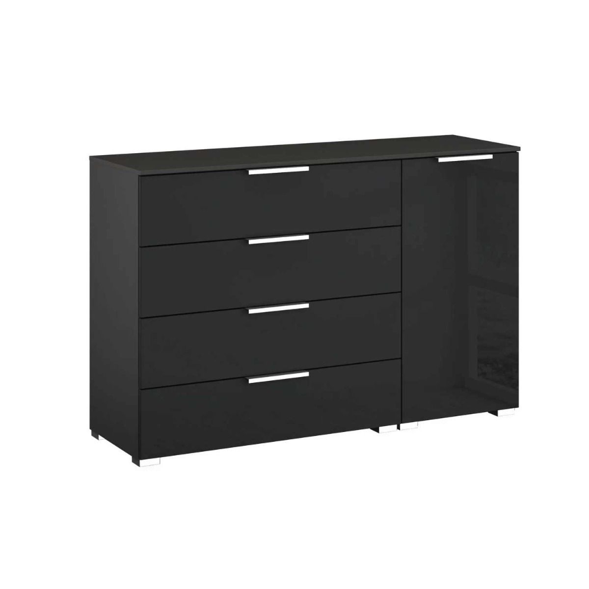 Oakwood Rauch Fontana Glass 1 Door 4 Drawer Wide Chest Choice of Colours