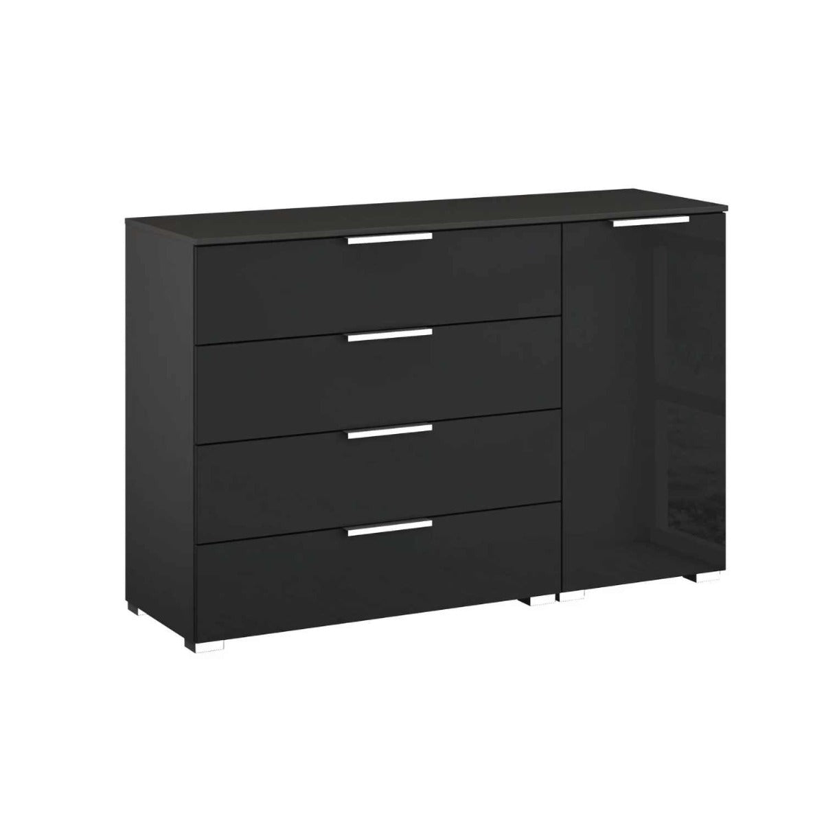 Oakwood Rauch Fontana Glass 1 Door 4 Drawer Wide Chest Choice of Colours