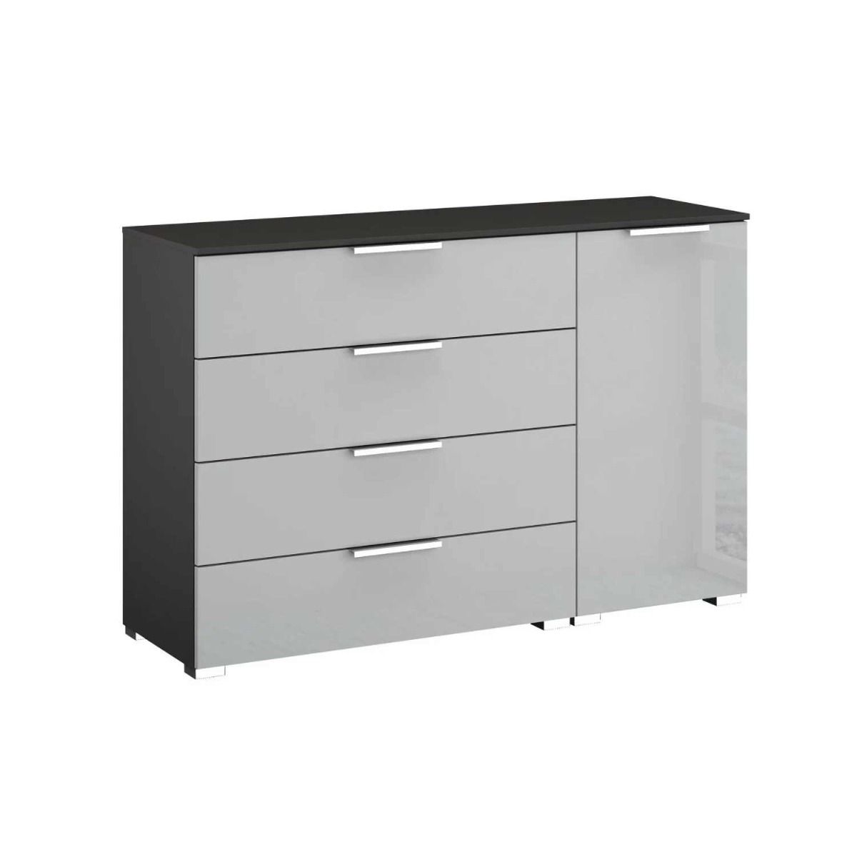 Oakwood Rauch Fontana Glass 1 Door 4 Drawer Wide Chest Choice of Colours