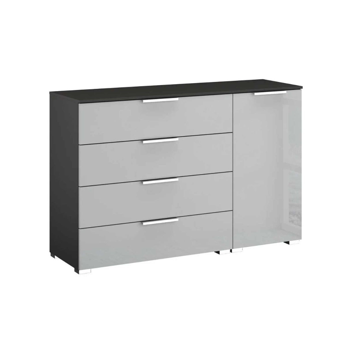 Oakwood Rauch Fontana Glass 1 Door 4 Drawer Wide Chest Choice of Colours