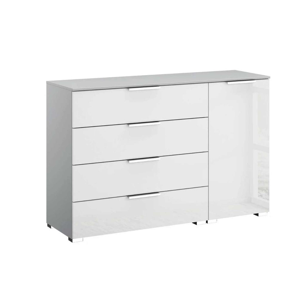 Oakwood Rauch Fontana Glass 1 Door 4 Drawer Wide Chest Choice of Colours