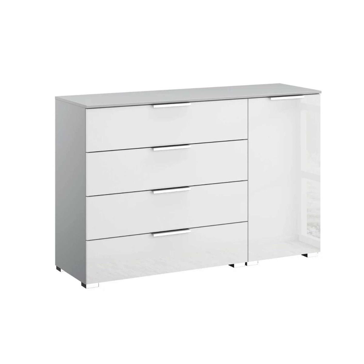 Oakwood Rauch Fontana Glass 1 Door 4 Drawer Wide Chest Choice of Colours