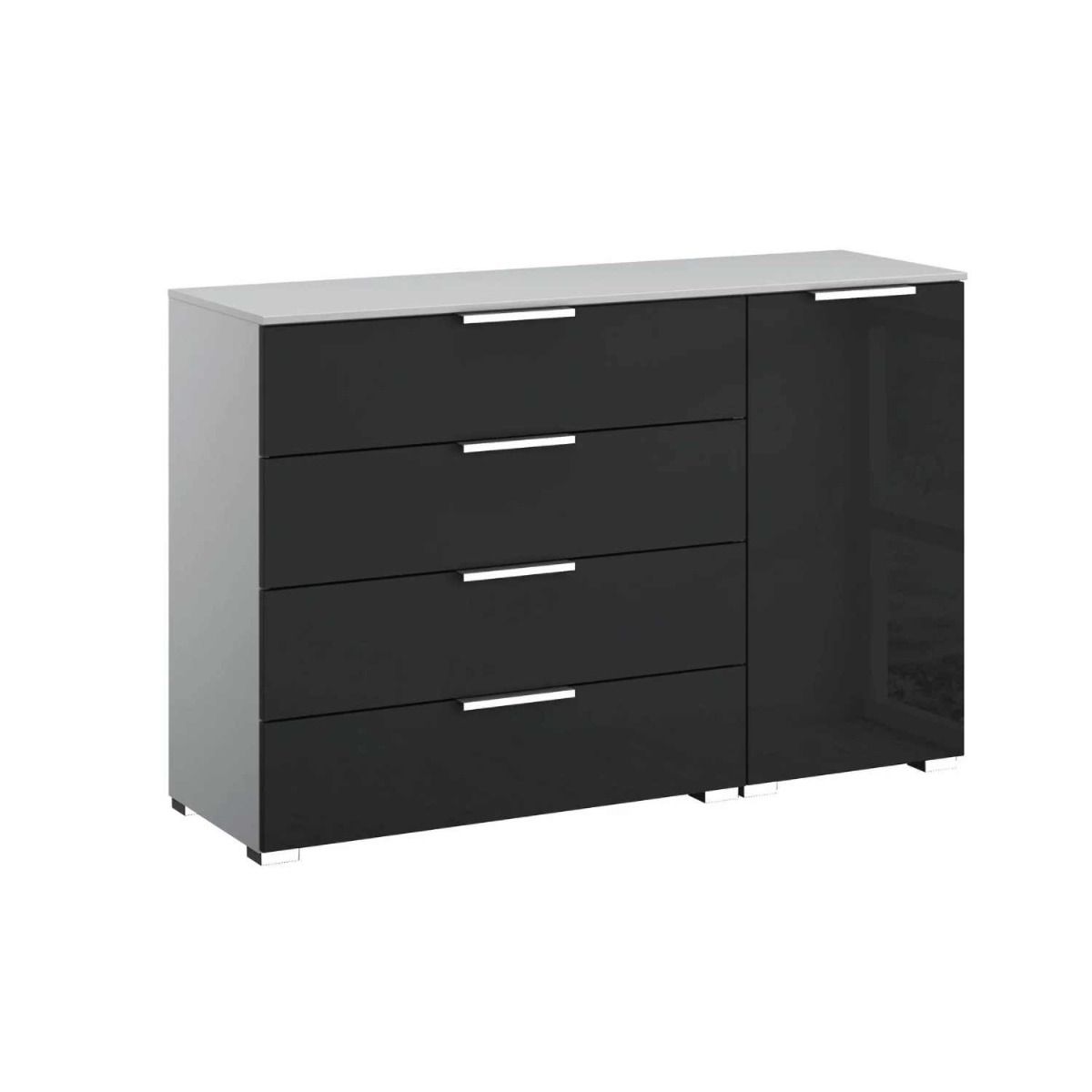 Oakwood Rauch Fontana Glass 1 Door 4 Drawer Wide Chest Choice of Colours