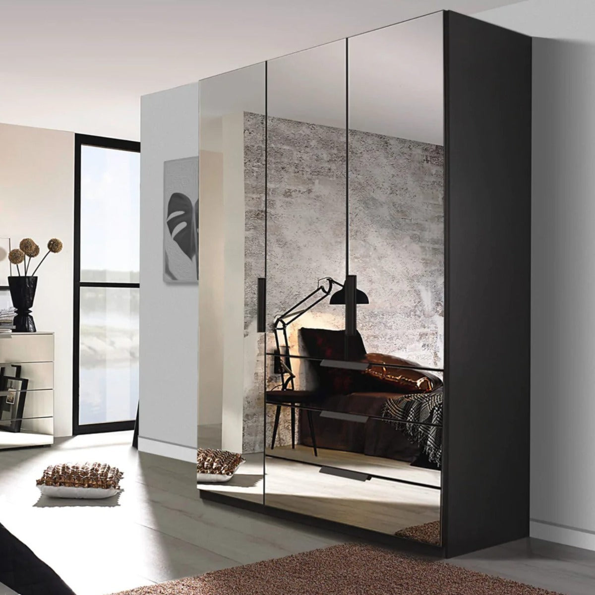 Oakwood Rauch Miramar Full Mirror Front 3 Hinged Door Combi Wardrobe
