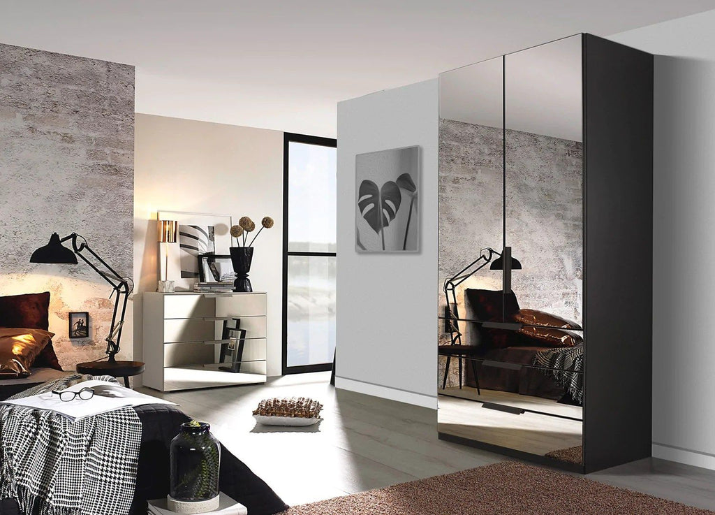 Oakwood Rauch Miramar Full Mirror Front 2 Door Hinged Combi Wardrobe