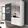 Oakwood Rauch Miramar Lynx Type 6 White Glass & Mirror Front 2 Door Hinged Combi Wardrobe