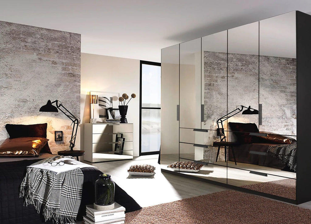 Oakwood Rauch Miramar Full Mirror Front 5 Door Hinged Combi Wardrobe