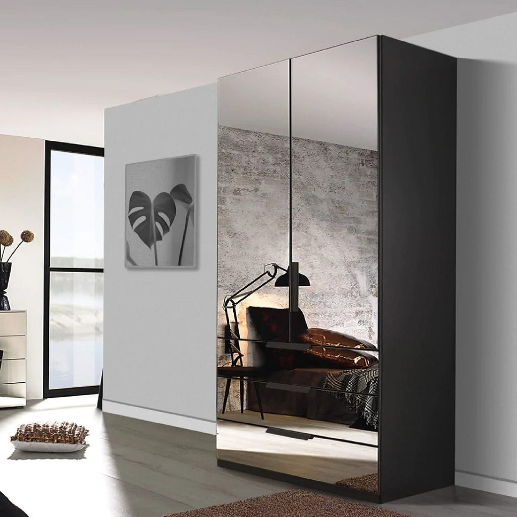 Oakwood Rauch Miramar Full Mirror Front 2 Door Hinged Combi Wardrobe