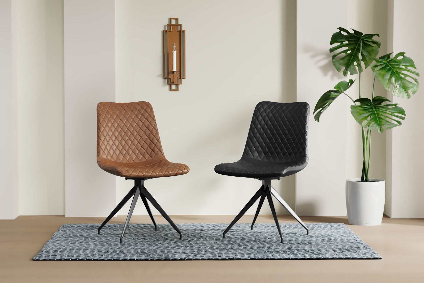 Oakwood Veridian PU Leather Dining Chair with Black Metal Legs