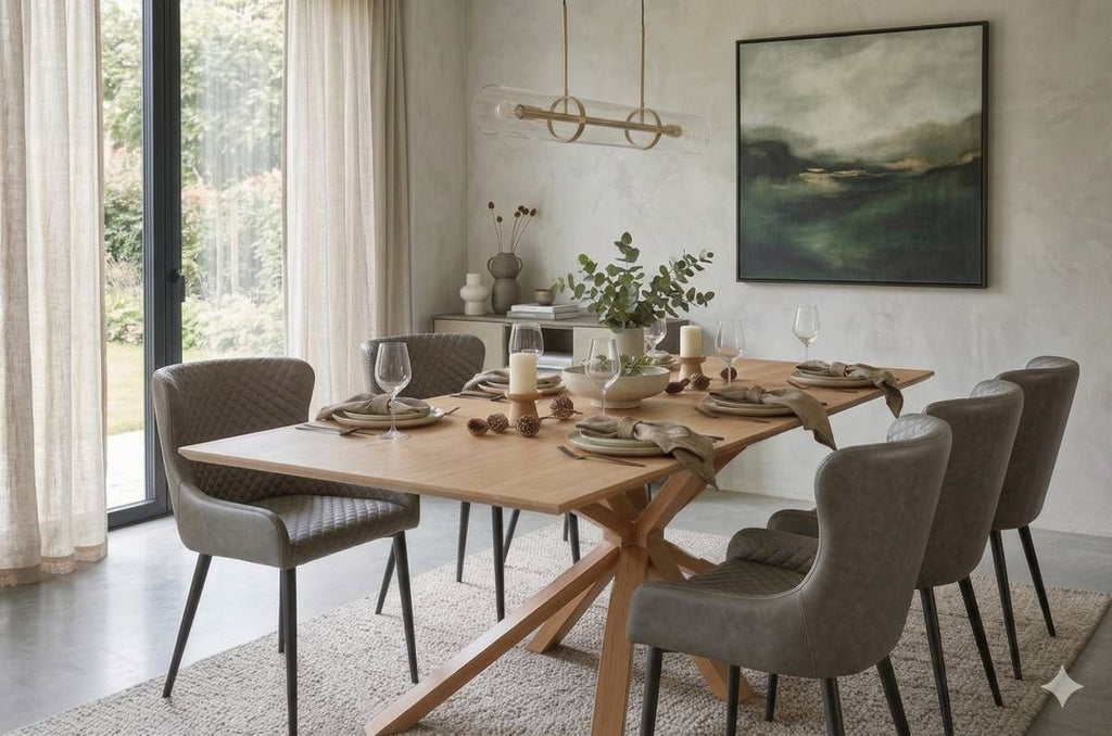 Oakwood Harlow 180 Wooden Base Dining Table Set