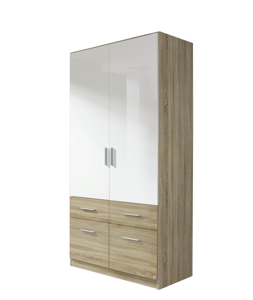 Oakwood Rauch Celle Extra 2 Doors 4 Drawers High Gloss Hinged Wardrobe