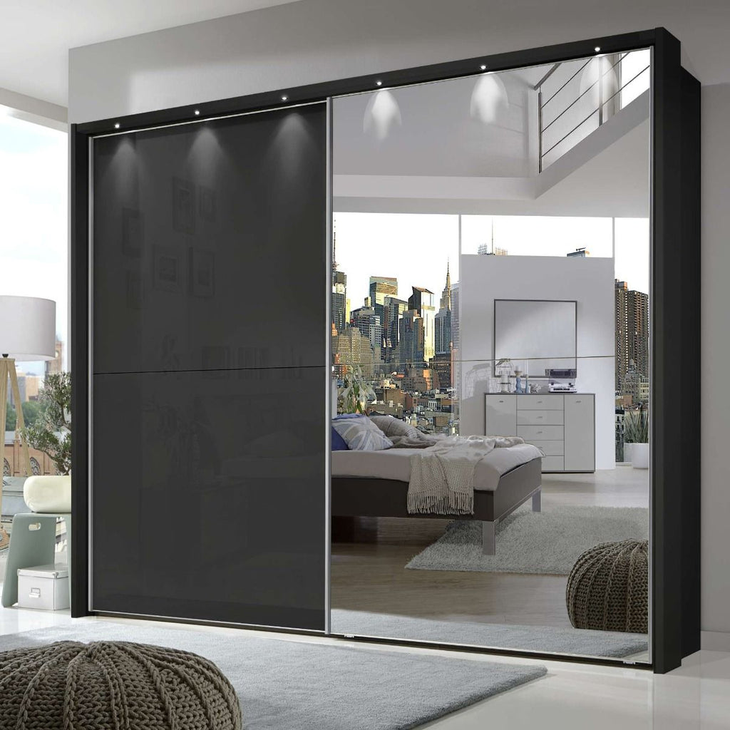 Oakwood Wiemann Berlin Graphite Glass Front Sliding Door Wardrobe