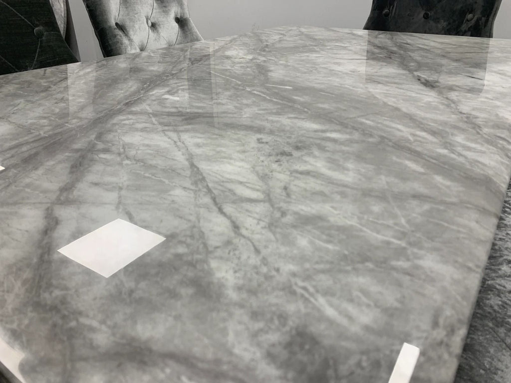 Oakwood Chelsea 1.8M Grey Marble Top Dining Table with Kensington