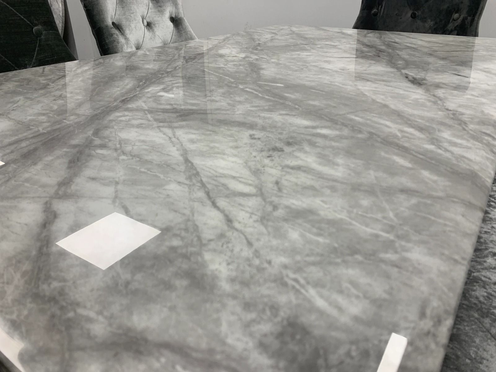 Oakwood Chelsea 1.8M Grey Marble Top Dining Table with Kensington