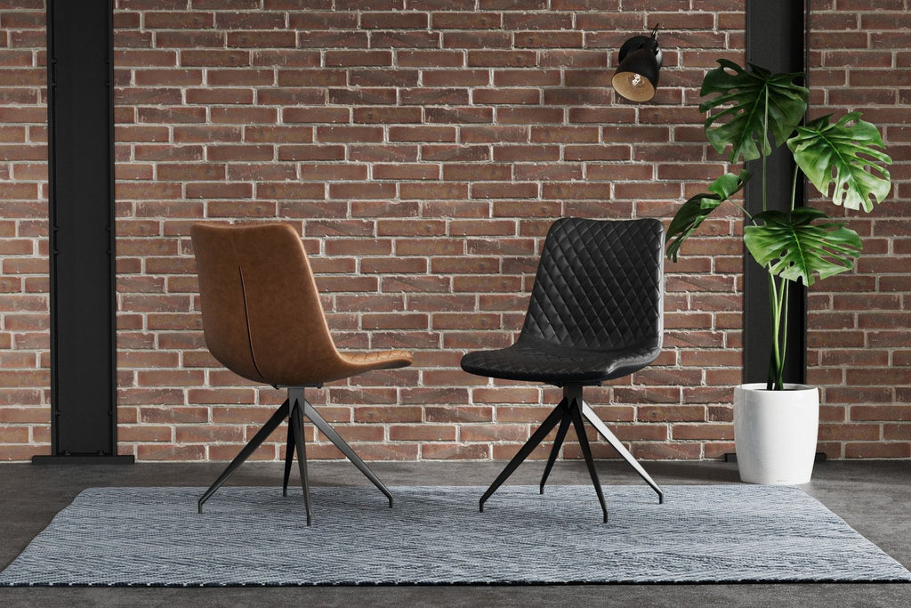 Oakwood Veridian PU Leather Dining Chair with Black Metal Legs