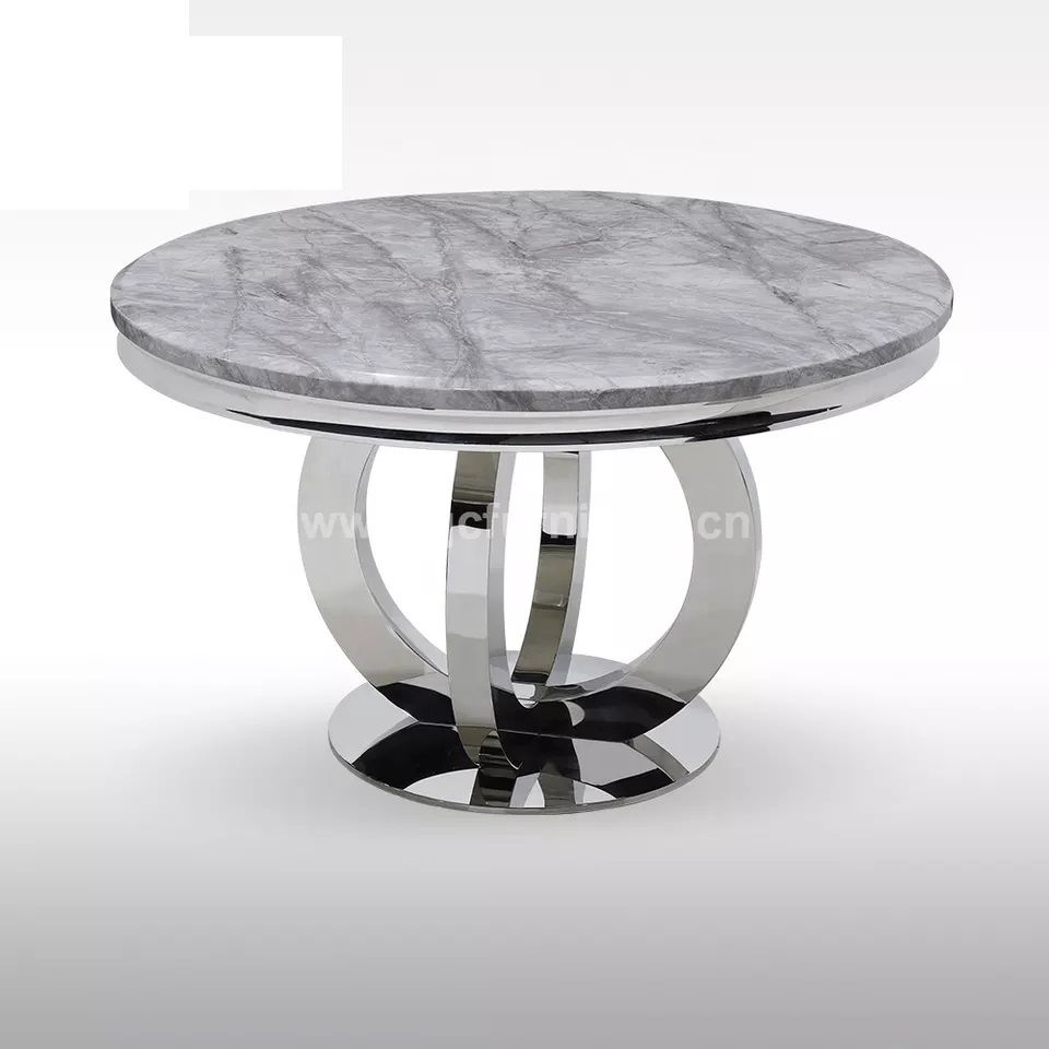 Oakwood Oracle 130cm Round Grey Marble Dining Table