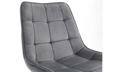 Oakwood Hadid Grey Plush Velvet Dining Chair