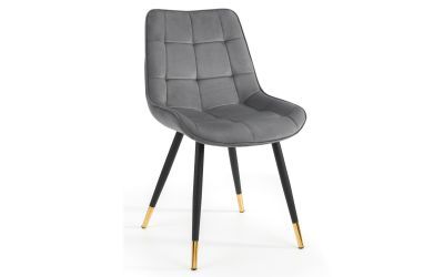 Oakwood Hadid Grey Plush Velvet Dining Chair