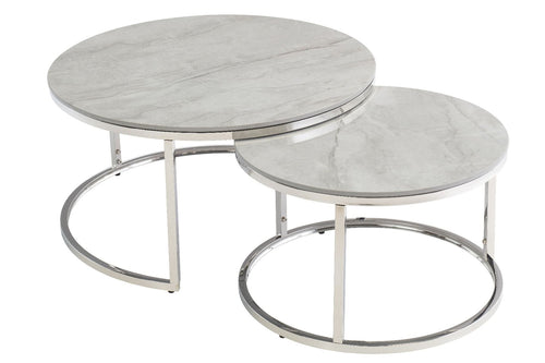 Oakwood Benson Round Coffee Table Set - Vilas Grey