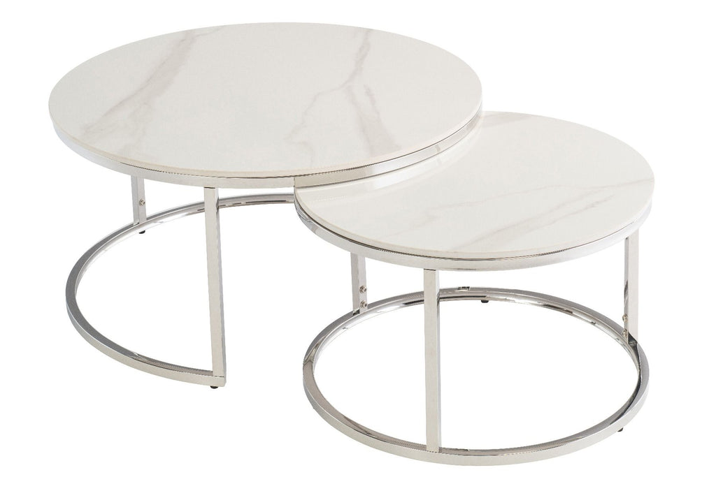 Oakwood Benson Round Coffee Table Set - Italy White