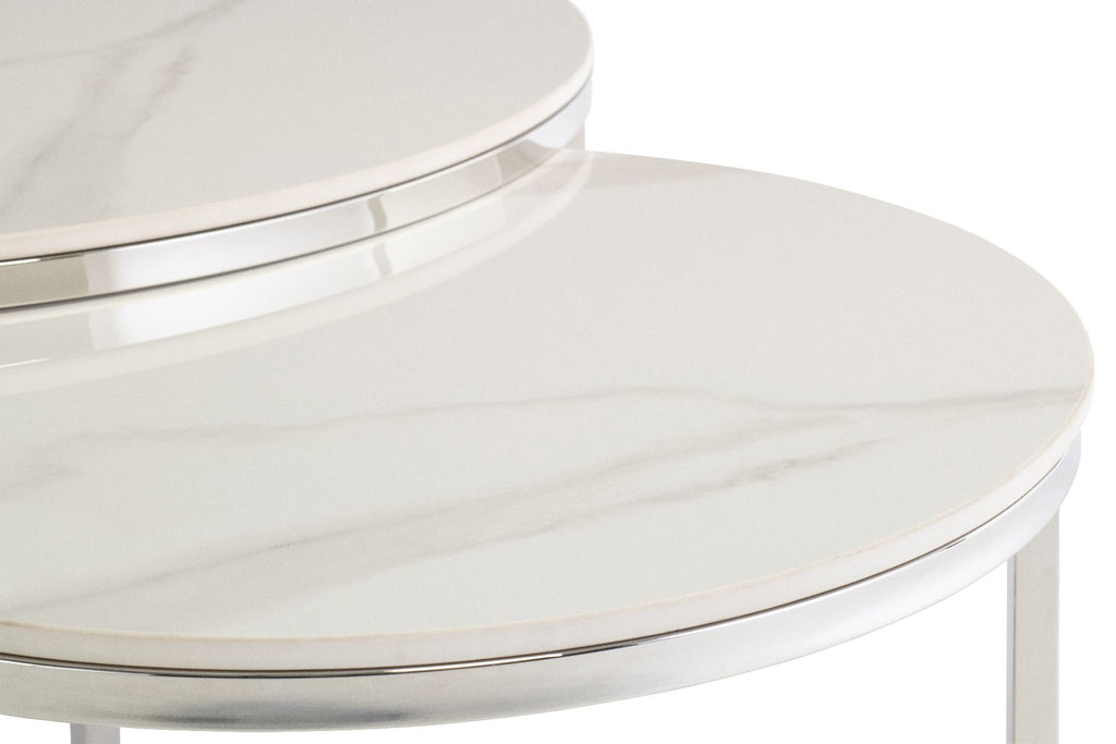 Oakwood Benson Round Coffee Table Set - Italy White