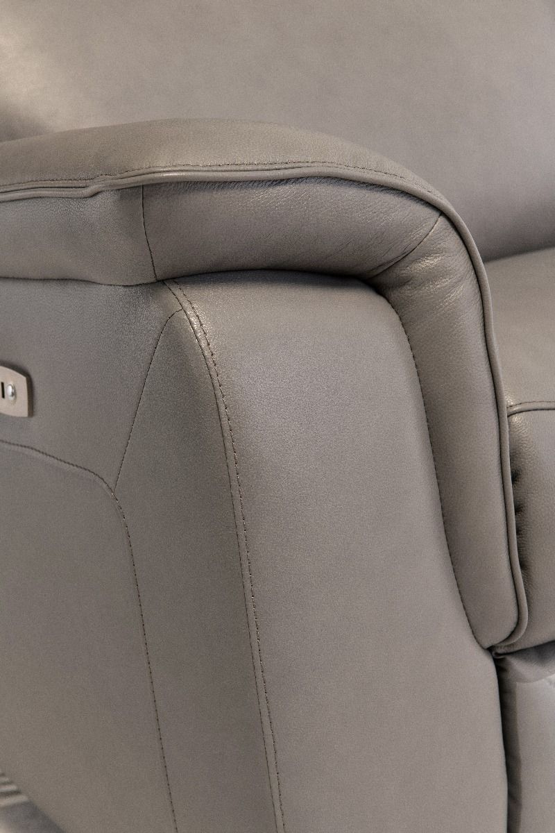 Oakwood Ancona Grey Leather Electric Recliner Sofa