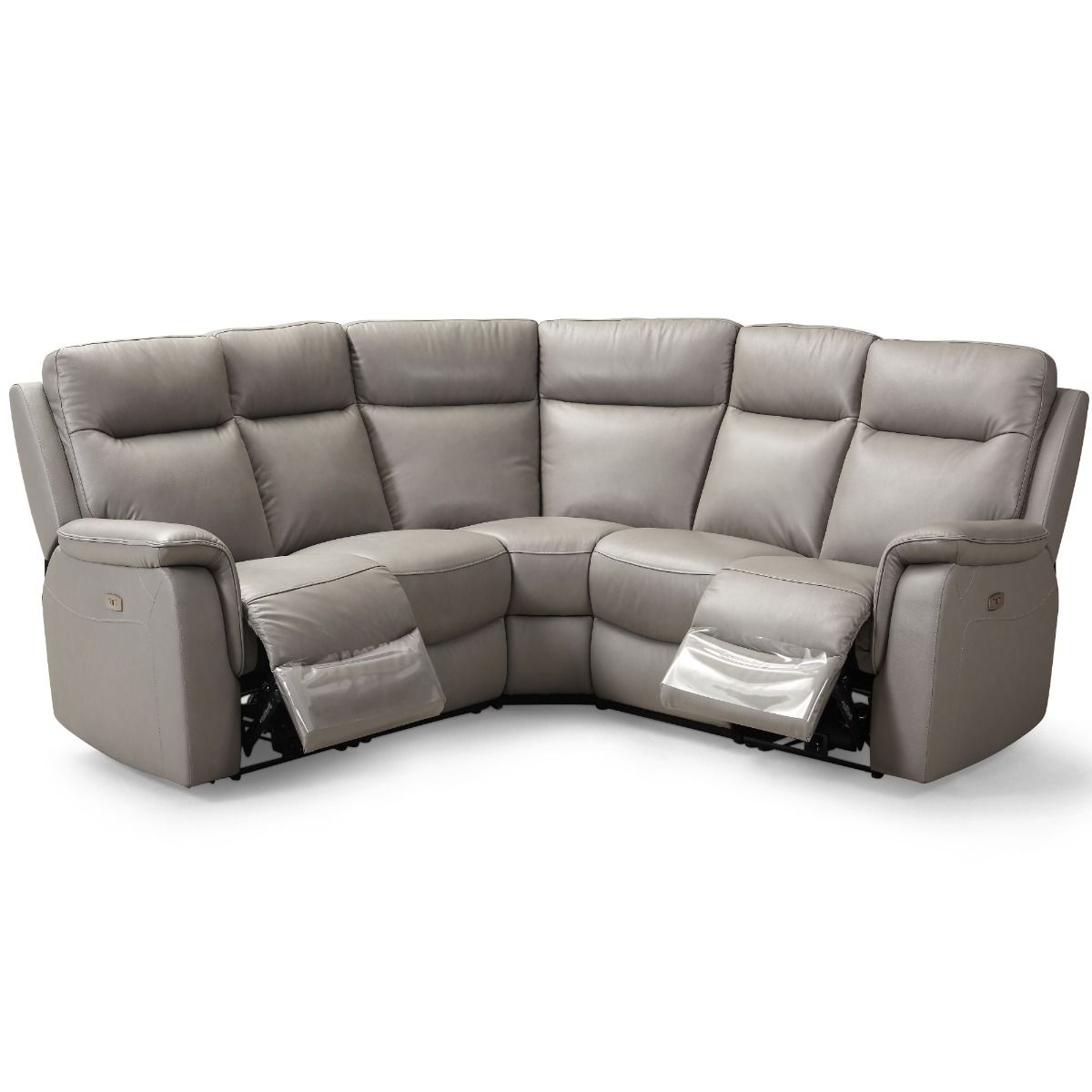 Oakwood Ancona 2 Corner 2  Grey Leather Power Recliner Sofa