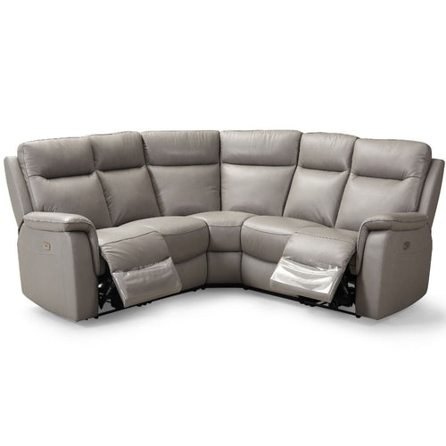 Oakwood Ancona 2 Corner 2  Grey Leather Power Recliner Sofa
