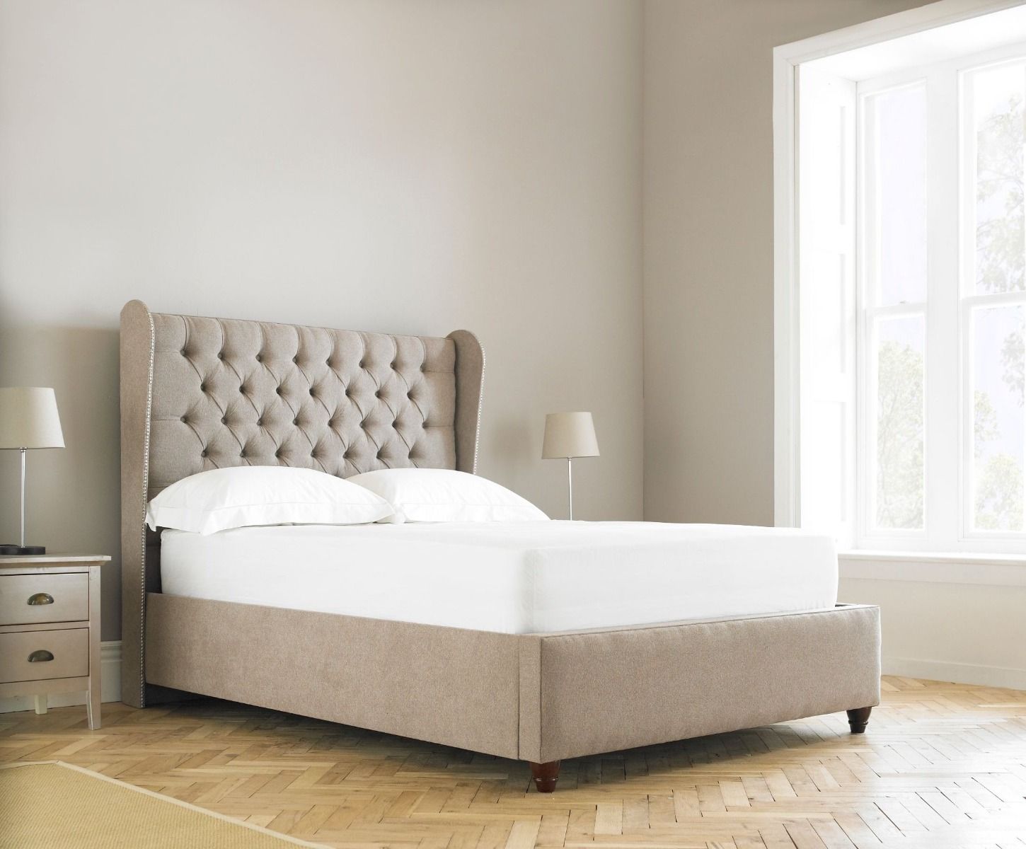 Oakwood Orianna Wingback  Fabric Upholstered Bed Frame
