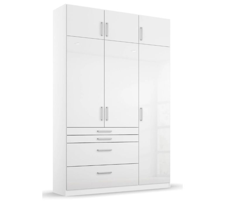 Oakwood Homburg Metallic Grey High Gloss White Extended Height 3 Door Combi Wardrobe