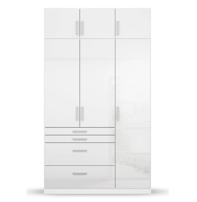 Oakwood Homburg Metallic Grey High Gloss White Extended Height 3 Door Combi Wardrobe