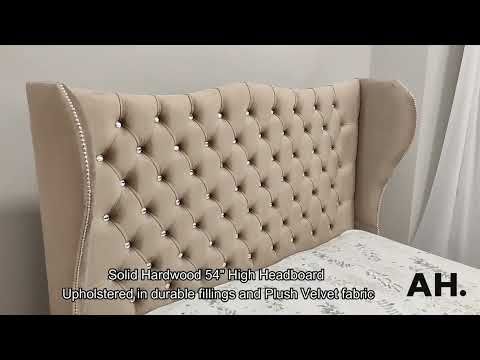 Oakwood Regal Chesterfield Velvet Fabric Upholstered Fabric Bed Frame