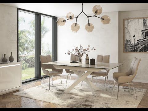 Oakwood Luxor Matte Ceramic Extending Dining Table set