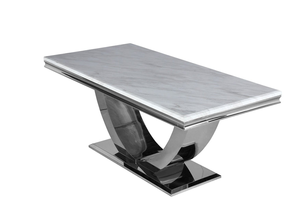 Oakwood Chelsea 1.8M Light Grey Marble Top Dining Table