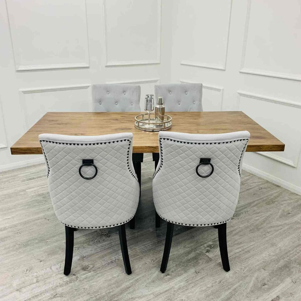 Oakwood Axel 1.8 Dining Table Set Solid wood top Dining Table With Ring Knocker Chairs