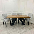 Oakwood Axel 1.8 Dining Table Set Solid wood top Dining Table With Ring Knocker Chairs