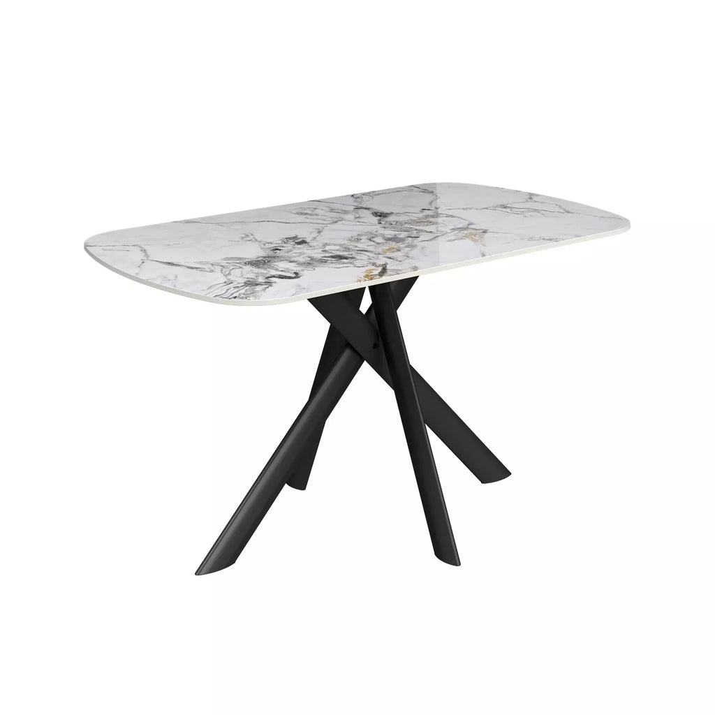 Oakwood Lazzaro 140cm White Marble Ceramic Dining Table