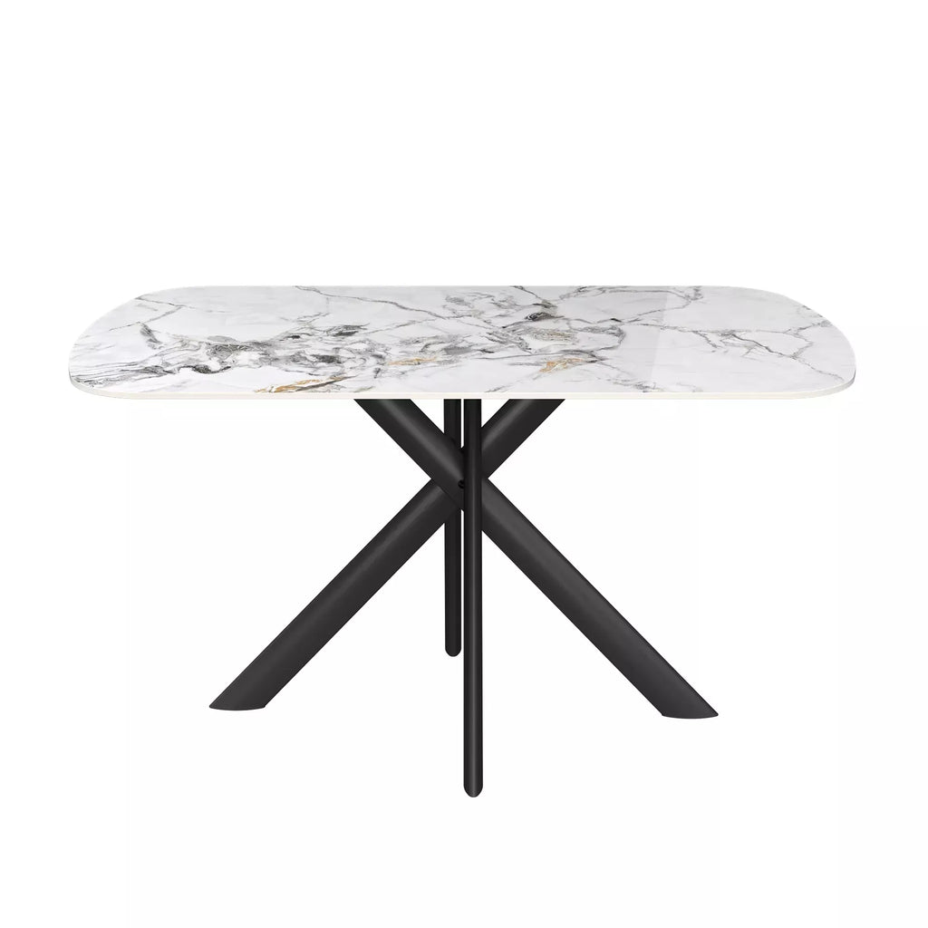 Oakwood Lazzaro 140cm White Marble Ceramic Dining Table