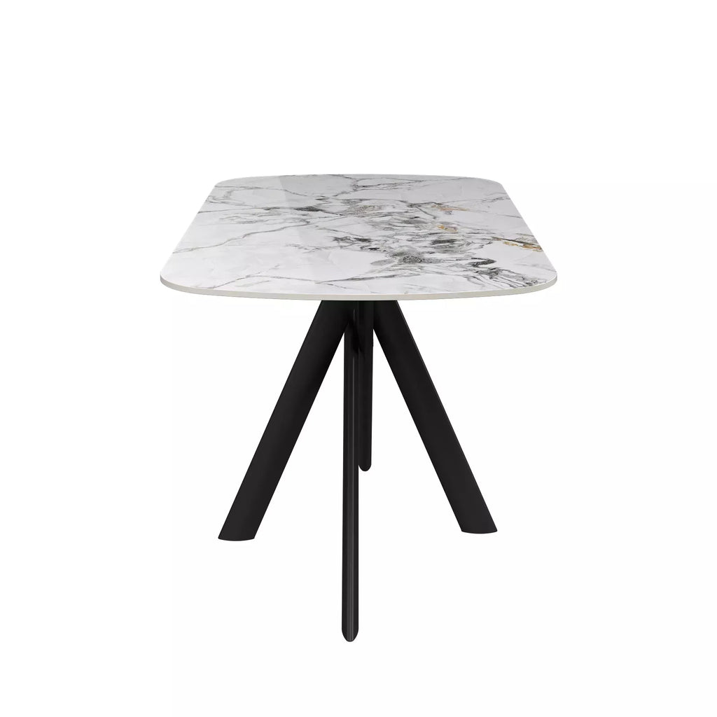 Oakwood Lazzaro 140cm White Marble Ceramic Dining Table