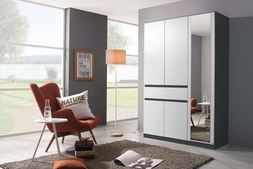 Oakwood RAUCH TUBINGEN White & Grey 3 Door Hinged wardrobe