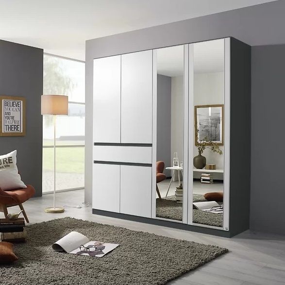 Oakwood RAUCH TUBINGEN White & Grey 4 Door Hinged wardrobe