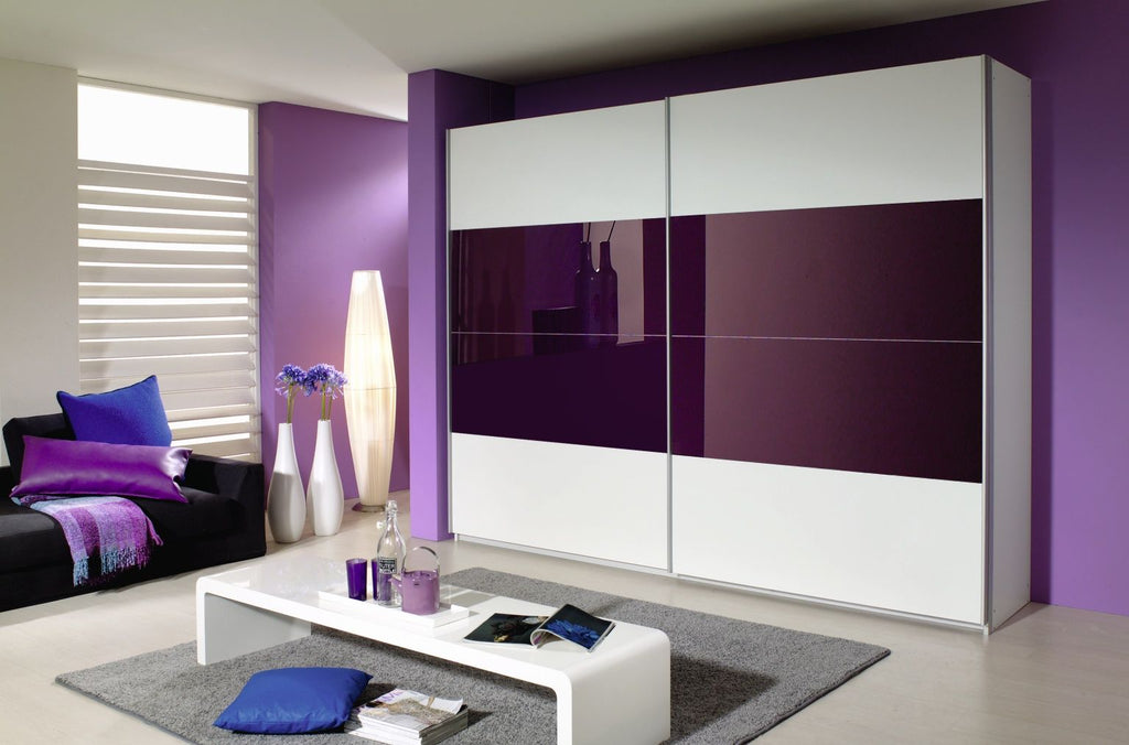 Oakwood Rauch Quadra Glass Blackberry Sliding Door Wardrobe