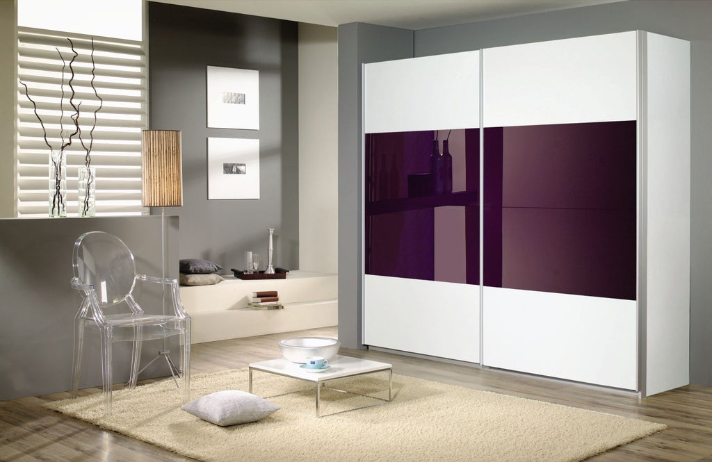 Oakwood Rauch Quadra Glass Blackberry Sliding Door Wardrobe
