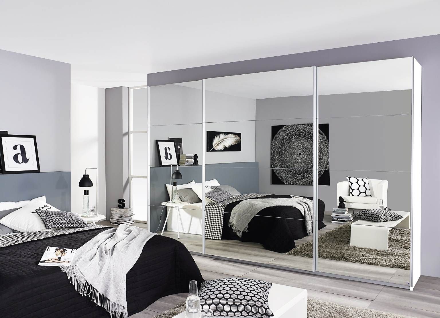 Oakwood Rauch Quadra Full Mirrored 3 Sliding Door Wardrobe