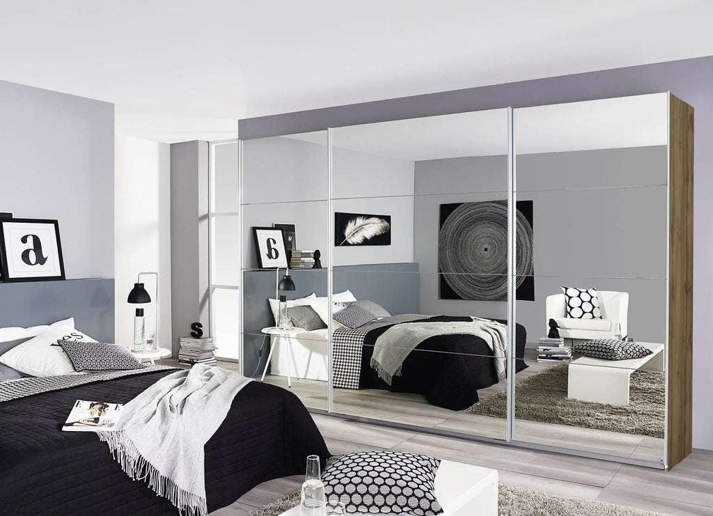 Oakwood Rauch Quadra Full Mirrored 3 Sliding Door Wardrobe