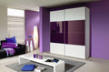 Oakwood Rauch Quadra Glass Blackberry Sliding Door Wardrobe