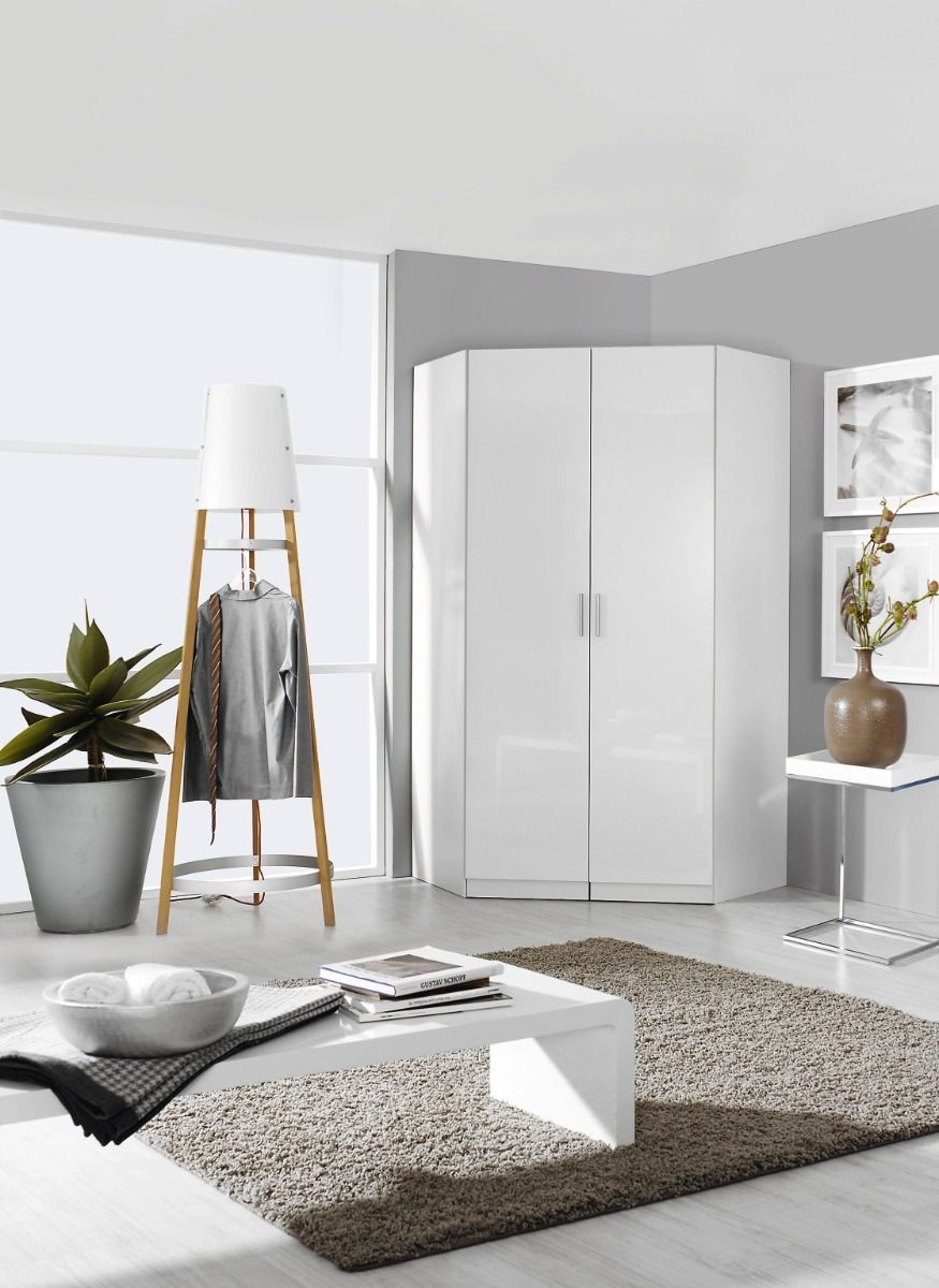Oakwood Celle 2 Doors High Gloss Corner Walk in Hinged Wardrobe