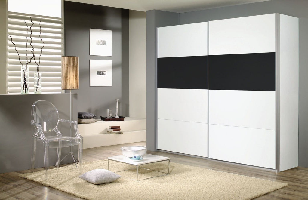 Oakwood Rauch Quadra White & Metallic Grey 2 Gliding Door Wardrobe