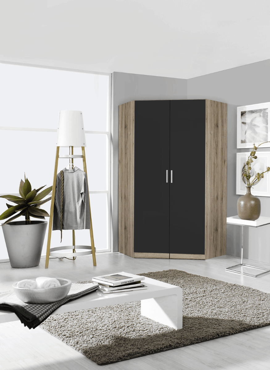 Oakwood Celle 2 Doors High Gloss Corner Walk in Hinged Wardrobe