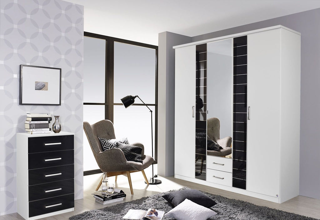 Oakwood Rauch Terano Wood and Glass Wardrobe